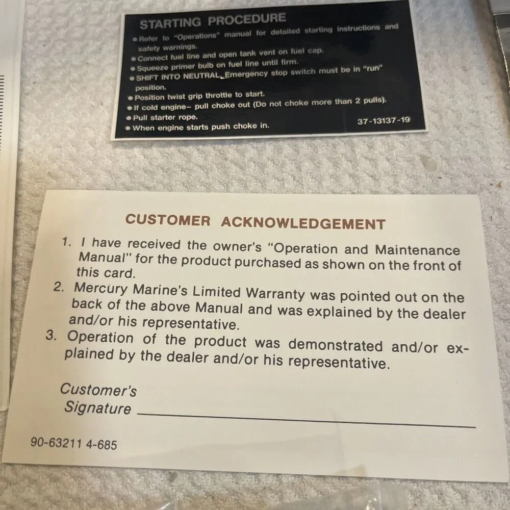 MERCURY OUTBOARD OPERATION MAINTENANCE WARRANTY MANUAL 90-10211090 1209, NEW